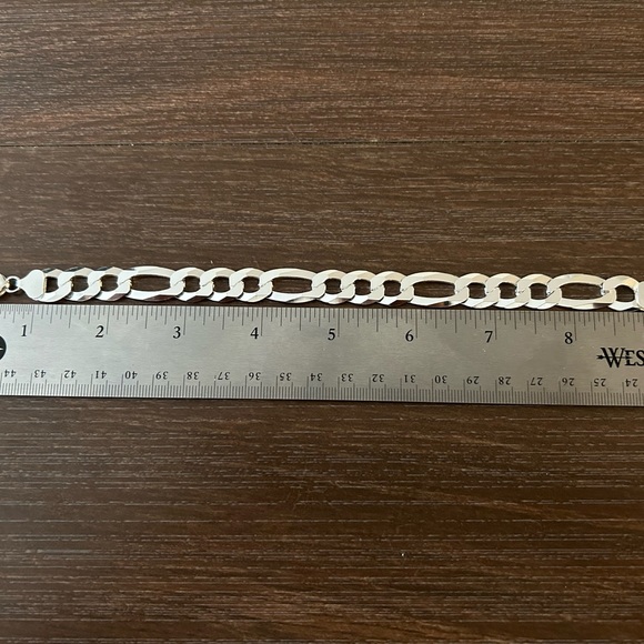 Sterling silver 9.25 Figaro Bracelet for men - Picture 3 of 5